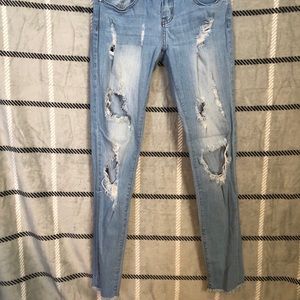 Blue distressed jeans
